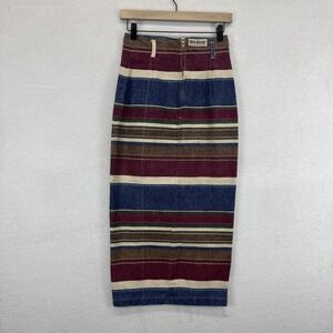 Vintage Be Bop Clothing Skirt Womens 11 Multicolor Striped Midi Made in USA 90s‎